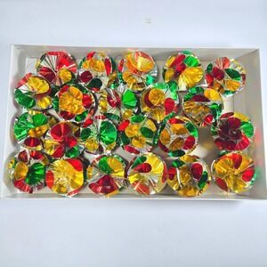 22 Vintage MCM Atomic Pom Poms Colorful Foil ornaments Red Green Gold Silver